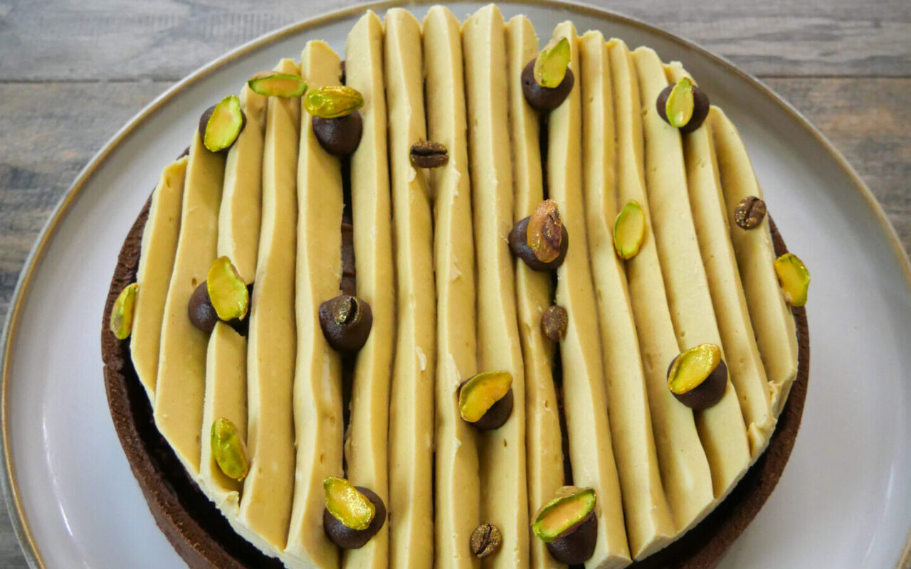 CROSTATA MODERNA AL CAFFÉ, PISTACCHIO E GIANDUIA